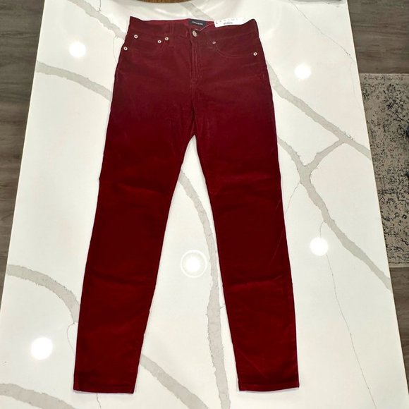 J. Crew Crimson 9" High-Rise Toothpick Velvet Pants Size: 28 (NWT) - Picture 1 of 10
